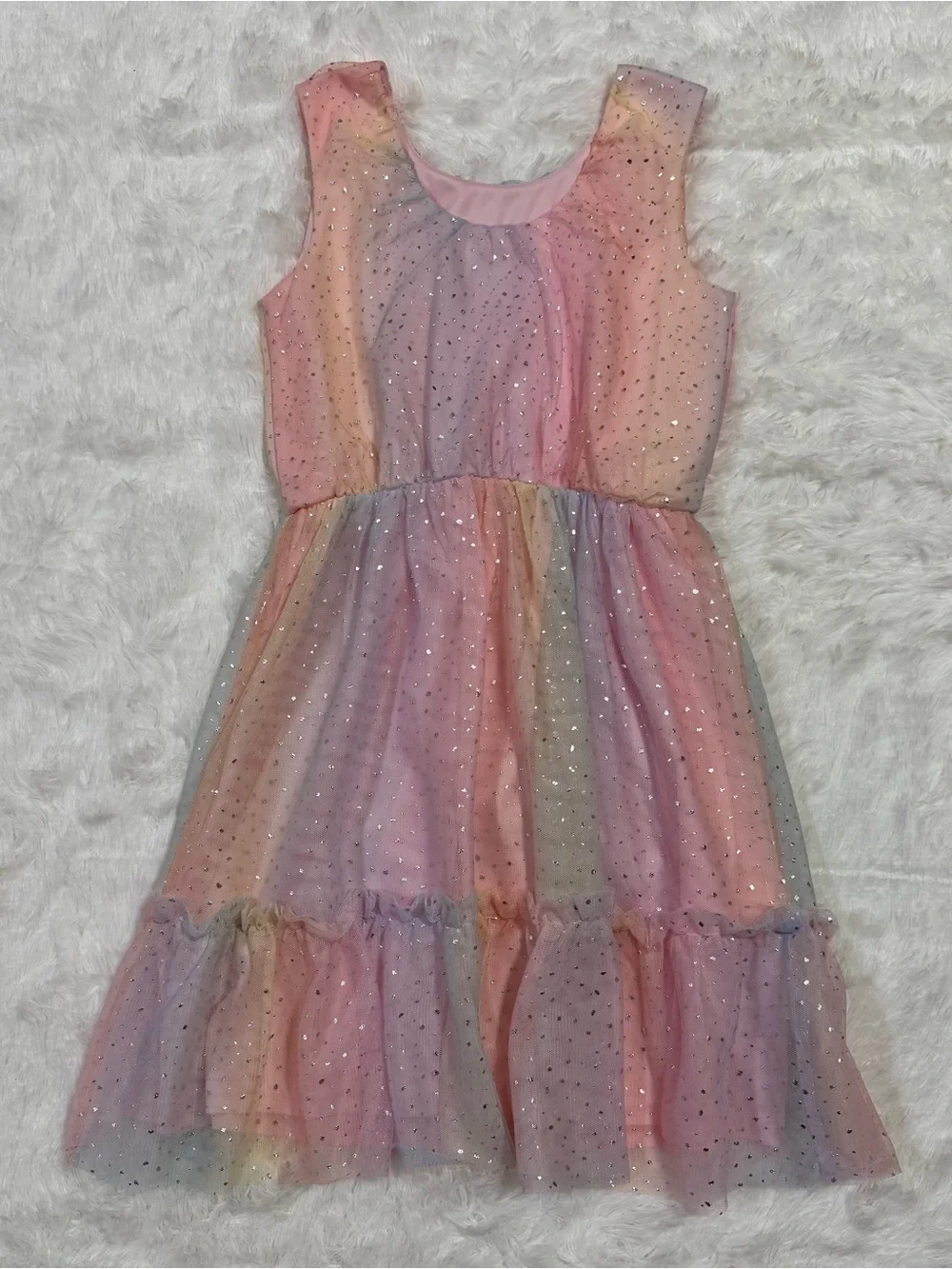 NWOT Children’s Place Glitter Rainbow Ombré Dress Size 10 Party Fancy Pastel - Picture 3 of 9